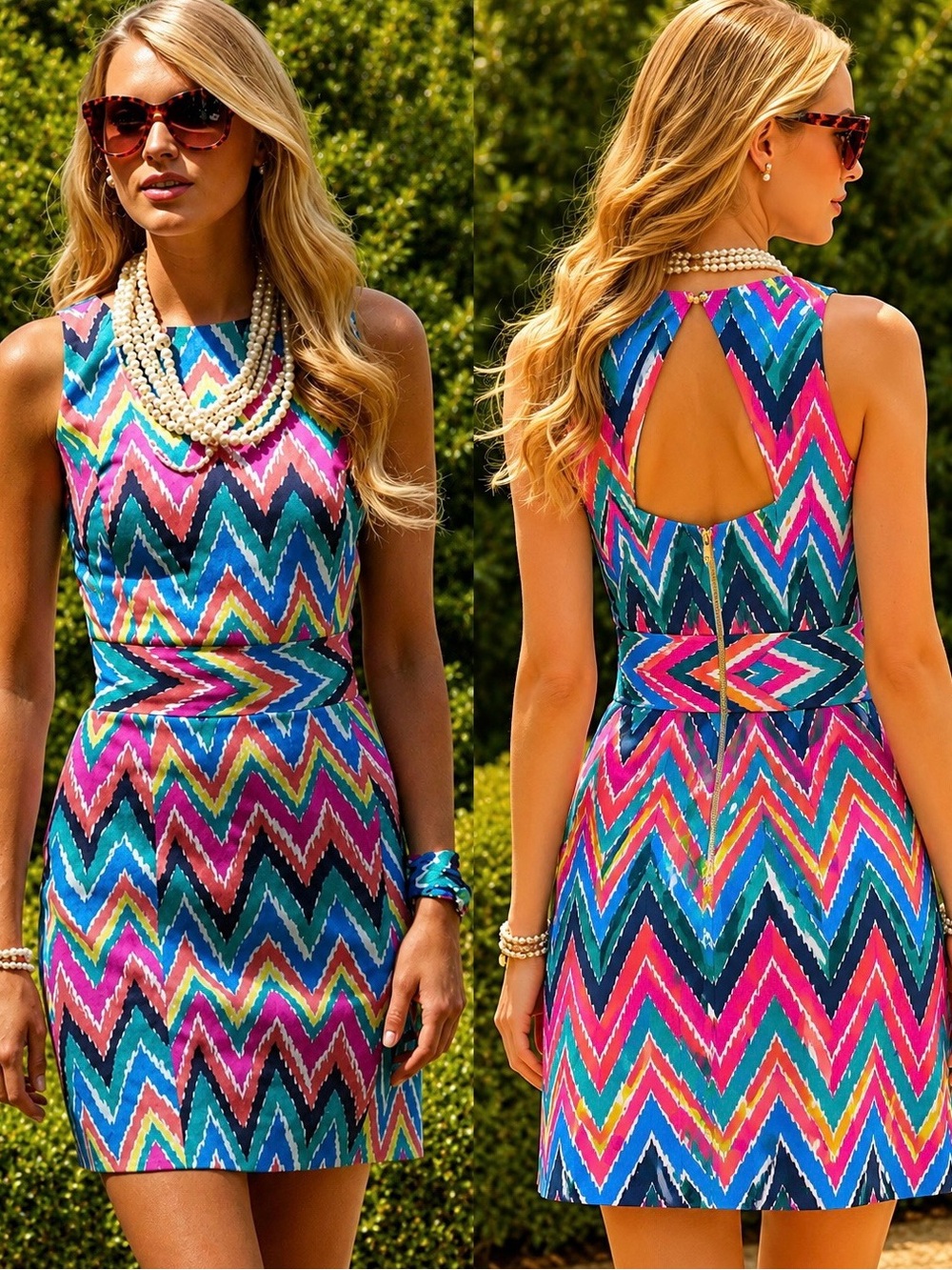 Lilly Pulitzer Kirkland Chevron Shift Dress Pink Blue Resort Mini Dress 4